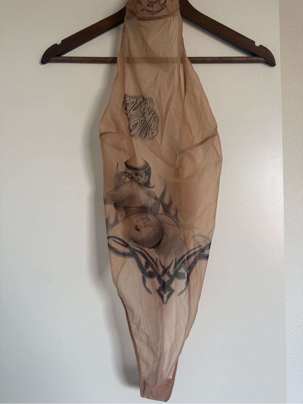 Savage X Fenty X Soto. Sosa Collab Sheer Nude Graphic Neck Lingerie